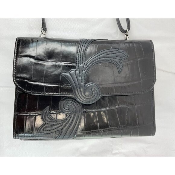 Brighton Jewelry - Brighton vintage  Leather Metallic Shoulder/hand Strap Bag Heart Logo